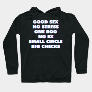 GOOD SEX NO STRESS ONE BOO NO EX SMALL CIRCLE BIG CHECKS Single Funny Saying 3D ART Hoodie